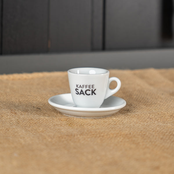 Espressotasse + Untertasse - Kaffeesack. Die Rösterei