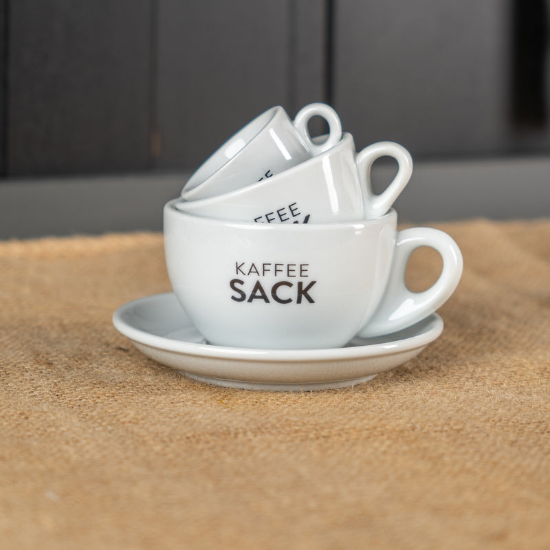Espressotasse + Untertasse - Kaffeesack. Die Rösterei